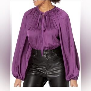 Ramy Brook Paris Peasant Flowy V neck Blouse purple size large